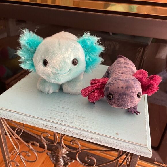 AXOLOTL Build a Bear Teal Blue Plush and Folkmanis AXOLOTL Plush - Picture 1 of 13